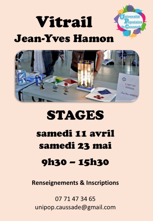 STAGES DECOUVERTE VITRAIL Samedis 11 avril et 23 mai 2026
